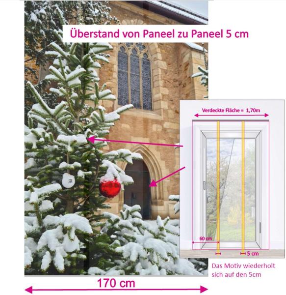 Flächenvorhang Weihnachten in der Kirche 3er Set, Schiebegardine, Schiebegardinen, blickdicht, Flächenvorhang blickdicht, Schiebevorhang,